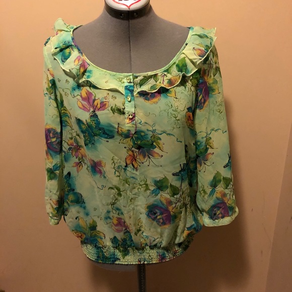 Northern Reflections 3/4 Sleeve Sheer Blouse S - Picture 1 of 10